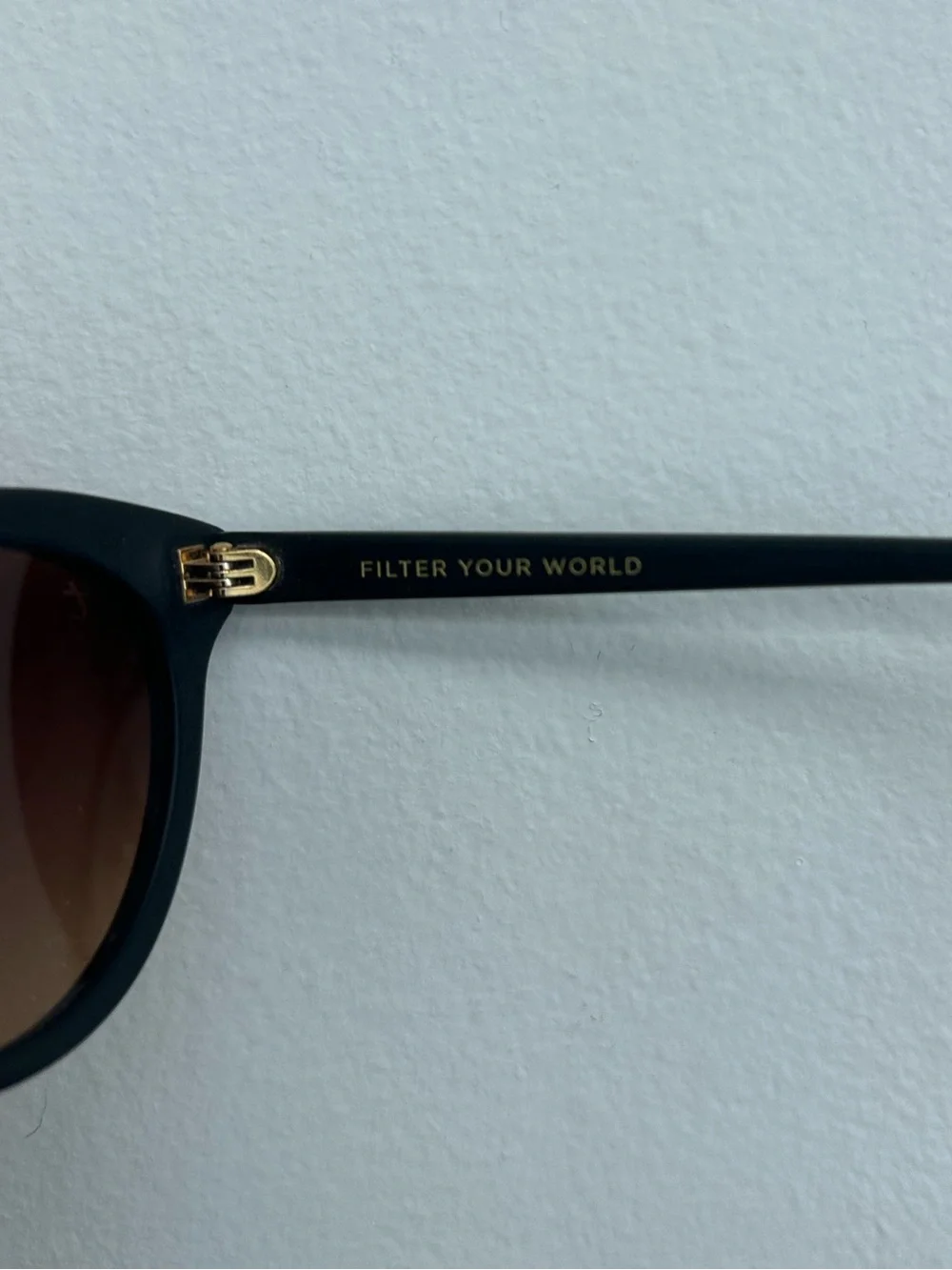 Tens Classic Round Black Frame & Brown Lense Sunglasses with Gold Accents